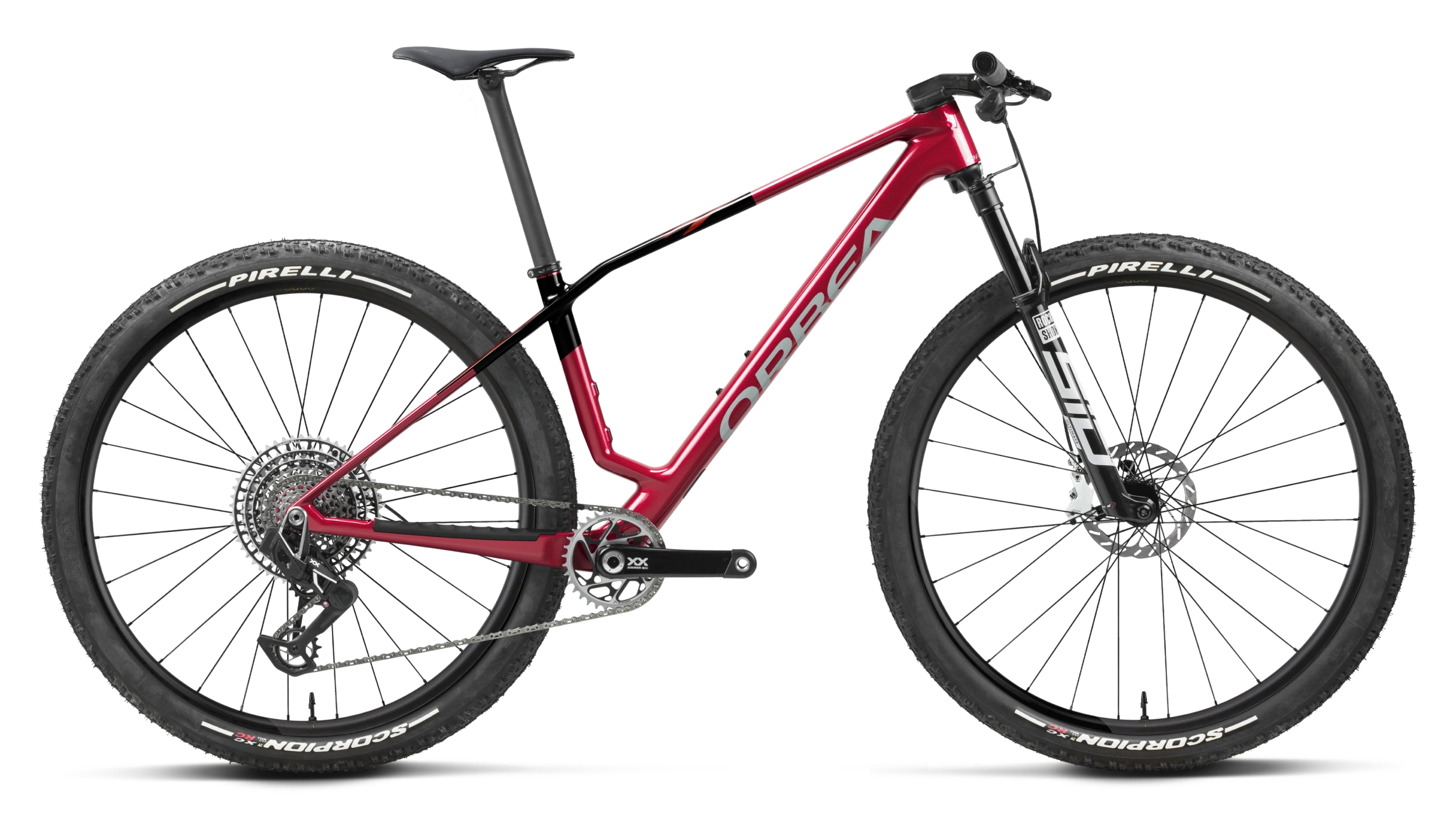 Orbea Rise Metallic Burgundy Red color bike