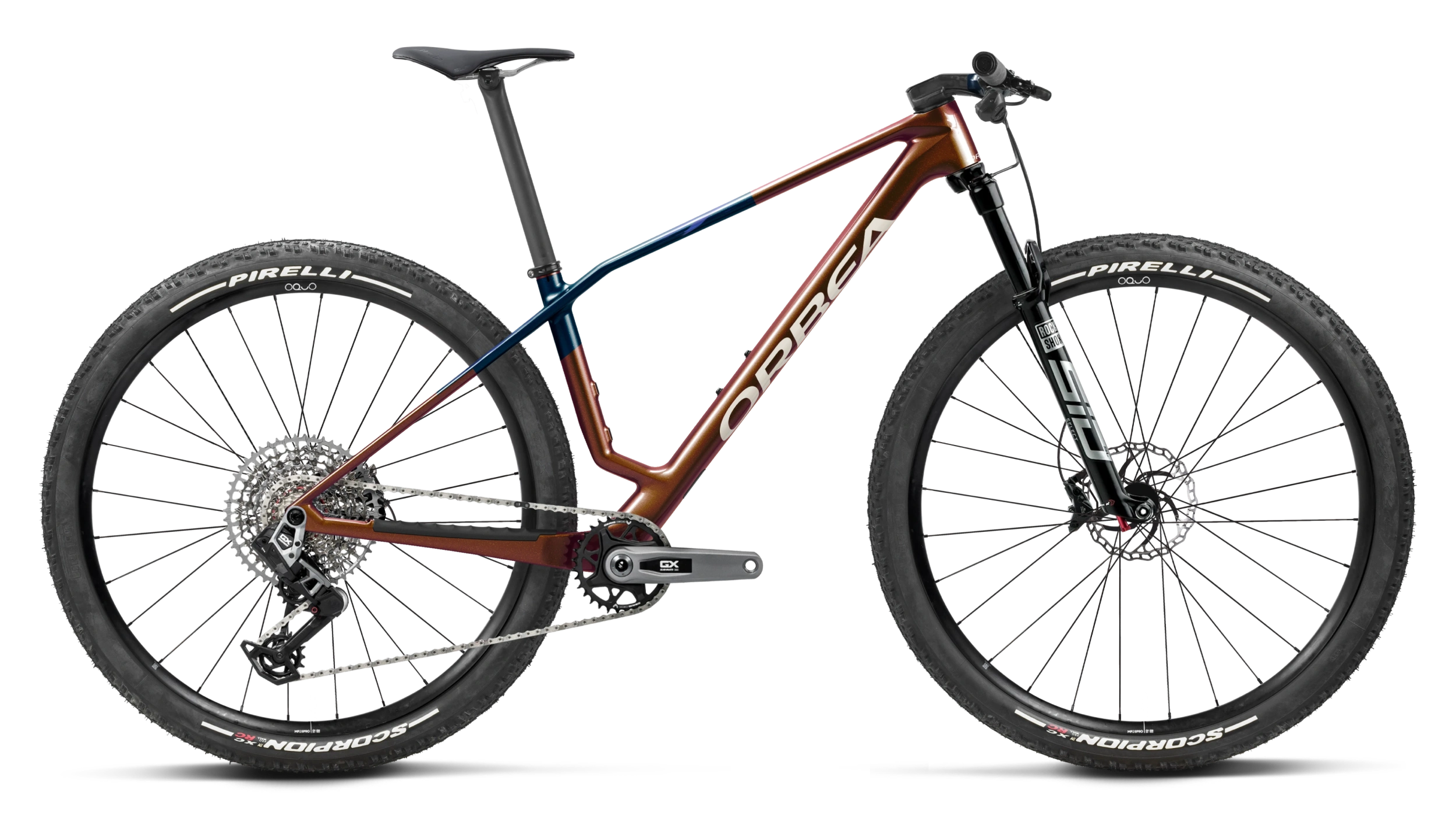 Orbea Rise Metallic Burgundy Red color bike