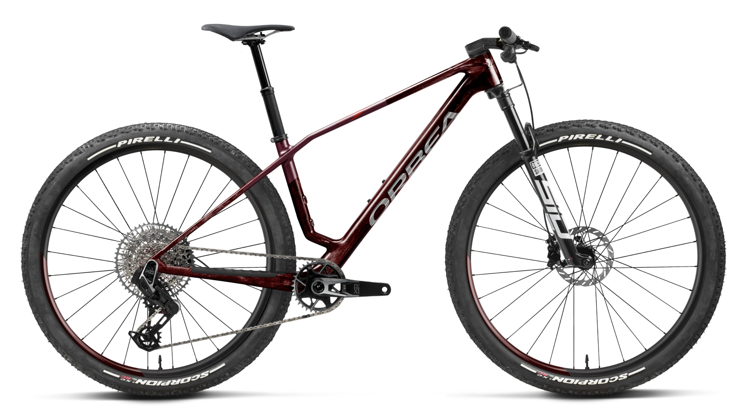 Orbea Rise Metallic Burgundy Red color bike